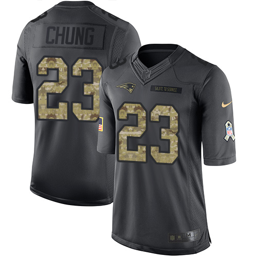 Nike Patriots #23 Patrick Chung Black Men's Stitched NFL Limited 2016 Salute To Service Jersey - Click Image to Close
